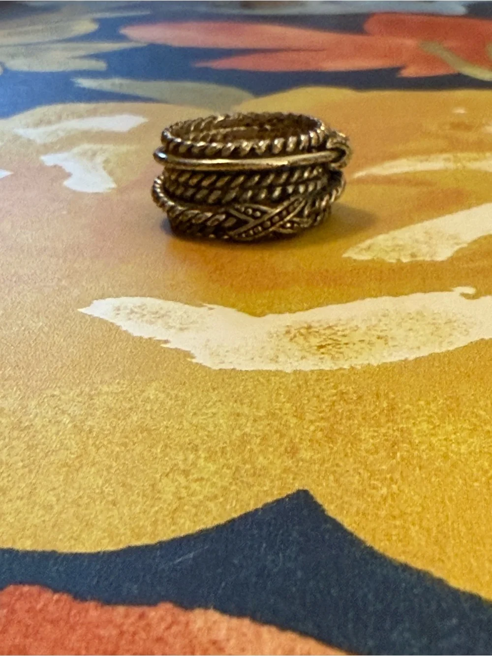 Premier Designs Silver Tone Multi Band Rope Ring Size 6 Boho Statement Ring - Picture 3 of 7